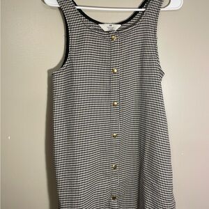 H&M Black and White Houndstooth Dress with Gold Accents